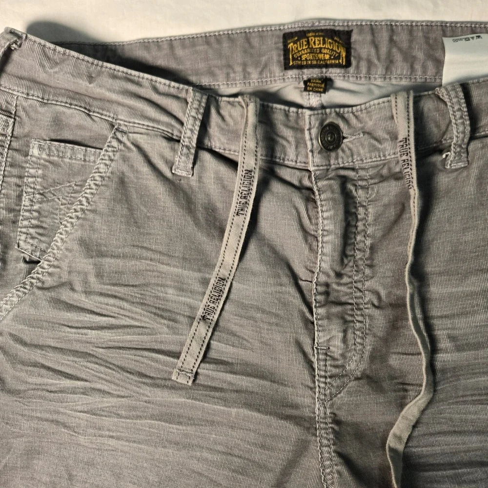 True Religion Pants Gray Corduroy Jogger Drawstring (Tag 34) Measures 36
